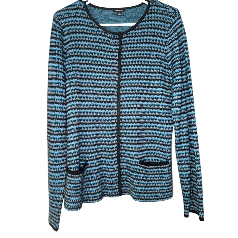 ANN TAYLOR Zip Up Wool Blend Cardigan Sweater